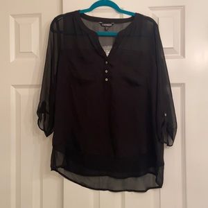Express Black Mixed Media Blouse